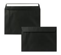 Lot de 200 enveloppes - DIN C5 - Noir - 16,2 x 22,9 cm - Fermeture adhésive - Enveloppes élégantes pour grandes invitations et cartes pour un anniversaire ou un mariage