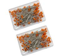 Lot de 200 épingles à coudre à tête en verre orange | Épingles droites de qualité supérieure pour tissu, bijoux et bricolage | Couturière avec tête sphérique colorée