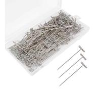 Lot de 200 épingles à perruque en acier inoxydable en forme de T pour perruques et travaux manuels, 5,1 cm, épingles droites pour tricot et modélisation de bijoux avec boîte en plastique (argenté)