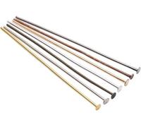 Lot de 200 épingles à tête plate pour la fabrication de bijoux, épingles à tête droite, extrémités en métal pour boucles d'oreilles, bracelets, colliers, pendentifs