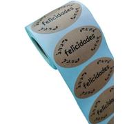 Lot De 200 Étiquettes Adhésives Kraft Marron « Félicitations », 5,5 X 3 Cm, Pour Cadeaux, Cadeaux Et Sacs En Papier Kraft