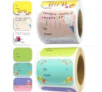 Lot de 200 étiquettes autocollantes pour cadeau d'anniversaire pour anniversaire, fête, fête prénatale, 6 motifs 1.5 X 2 Inches Adorables autocollants d'anniversaire.