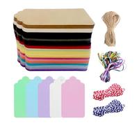 Lot de 200 étiquettes cadeaux colorées à suspendre avec ficelle, étiquettes en papier kraft, adaptées aux étiquettes de mariage, vêtements, cartes de message
