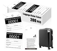 Lot de 200 étiquettes de réclamation de bagages d'hôtel en vrac avec ficelle blanche en papier pour réclamation de bagages, tickets d'identification de bagages, numéros de série pour hôtel, motel