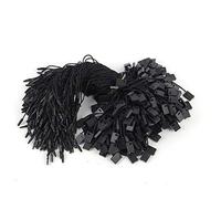 Lot de 200 étiquettes de vêtements en nylon noir avec fermeture à pression