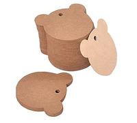 Lot de 200 étiquettes en papier kraft en forme d'ours à suspendre - Grandes étiquettes pour vêtements - Marrons - Avec trous