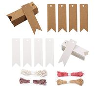 Lot de 200 étiquettes en papier kraft et 4 rouleaux de ficelle de jute, étiquettes cadeaux à suspendre pour mariages, fêtes, Noël, anniversaires, décorations de cadeaux DIY