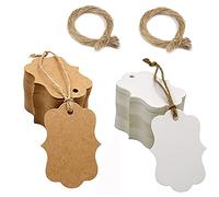 Lot de 200 étiquettes en papier kraft, étiquettes en papier kraft, étiquettes en papier, étiquettes cadeaux, étiquettes pour cadeaux artisanaux, 2 couleurs