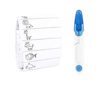 Lot de 200 étiquettes en tissu avec 1 paire de ciseaux en U avec couvercle, étiquettes de repassage, étiquettes porte avec écriture, marquage personnalisé étiquettes vêtements la maison, pépinière