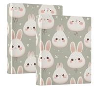 Lot de 200 feuilles de classeur à 3 anneaux avec couverture de poche Motif lapins mignons Rose 3,8 cm