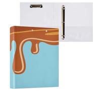 Lot de 200 feuilles de classeur à anneaux ronds de 3,8 cm avec couverture de poche, motif goutte à goutte marron sur fond bleu clair