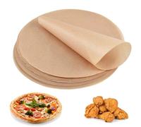 Lot de 200 feuilles de cuisson rondes anti-adhésives - Diamètre : 30 cm - Papier sulfurisé Airfryer - Pour barbecue, barbecue, pizza, gâteau, friteuse à air - Marron