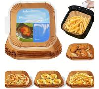Lot De 200 Feuilles De Papier Sulfurisé Carrées for Friteuse À Air, Faciles À Nettoyer, Compatibles Avec La Plupart Des Friteuses À Air, Réutilisables