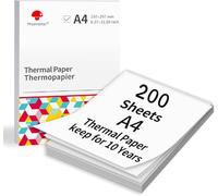 Lot de 200 feuilles de papier thermique A4 pour imprimante Phomemo, Polono, vretti, Munbyn & M08F/M832/M833/M834/M8352 297 x 210 mm