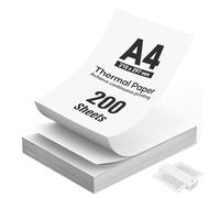 Lot de 200 feuilles de papier thermique A4 - Séchage rapide - Pliable - Compatible avec la plupart des imprimantes thermiques - Pour fichiers, photos, notes, étiquettes