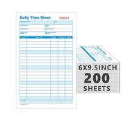 Lot de 200 feuilles de temps quotidien pour employés, 15,2 x 24,1 cm avec numéro de série, feuille de temps hebdomadaire pour employés, carnet d'activités, feuilles de journal des heures de travail