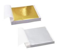 Lot de 200 feuilles d'or imitation feuille d'or feuilles d'argent pour nail art dorure artisanat décoration 8,5 x 8 cm