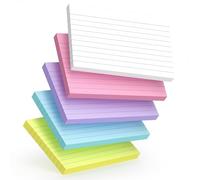 Lot de 200 fiches colorées de 10,2 x 15,2 cm, cartes flash (40 feuilles chacune), prise de notes pour étudiants, enseignants, professionnels, cartes d'étude pour bureau, maison, fournitures scolaires