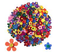 Lot de 200 fleurs en feutre colorées - Autocollants en feutre faits à la main - Décoration florale en tissu - Applications en feutre - Convient pour les travaux manuels, le bricolage et l'artisanat
