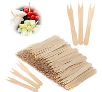 Lot de 200 fourchettes réutilisables en bois pour enfants, petites fourchettes à gâteaux, couverts pour fêtes, sandwichs, fruits, légumes