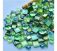 Lot de 200 g de mosaïque en cristal de différentes couleurs, petites mosaïques pour loisirs créatifs et enfants - Pour la salle de bain, la cuisine, la maison - série verte