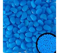 Lot de 200 galets phosphorescents bleus de 0,6 kg, 2,4 à 2,7 cm, pierres lumineuses pour extérieur, allée, arrière-cour