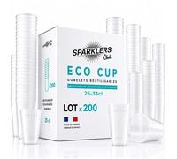 - Lot de 200 Gobelets Reutilisables 25cl (33cl a ras-bord) - Polypropylene (PP) alimentaire rigide - CompatiblGivreLot de 200