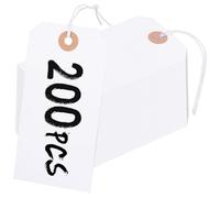 Lot de 200 grandes étiquettes cadeaux, 12 x 6 cm, avec corde élastique, trous de renfort, étiquettes de marchandises, étiquettes de vêtements, étiquettes de plantes de jardin, étiquettes cadeaux