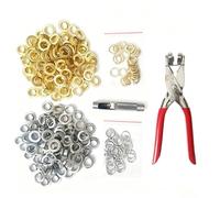 Lot de 200 œillets robustes en fer de 12 mm avec pince perforatrice et machine à trous pour projets de maroquinerie, 200 pièces de fixations à œillets bicolores avec