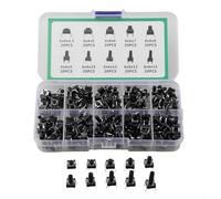 Lot de 200 interrupteurs à bouton-poussoir tactile, assortiment de commutateurs momentanés à 4 broches, 10 tailles, 6 x 6 mm, kit avec étui pour électronique à faire soi-même
