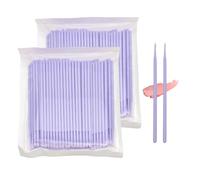 Lot de 200 micro-cotons-tiges pour extensions de cils | Applicateurs de pointe en coton de 2 mm - Pinceaux de maquillage réglables pour colle à cils, nettoyage et détails (violet)