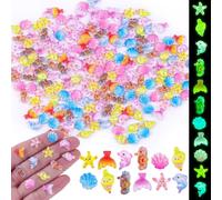 Lot de 200 mini animaux en résine - Créatures marines miniatures avec effet lumineux dans l'obscurité - Assortiment de mini figurines en résine pour jardin féerique - Maison de poupée - Micro paysage