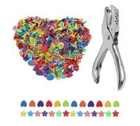 Lot de 200 Mini Attaches Parisiennes Pastel Multicolores - Brads en Forme de Cœur et Étoile avec Pince à Poinçonner pour Scrapbooking et Cartes