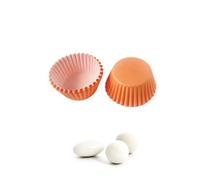 Lot de 200 mini caissettes pour dragées et macaron 2,5 cm de diamètre sous différentes couleurs en papier parchemin (orange)