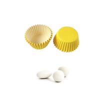 Lot de 200 mini caissettes pour dragées et macarons 2,5 cm de diamètre sous différentes couleurs en papier parchemin (jaune)