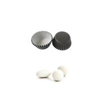 Lot de 200 mini caissettes pour dragées et macarons 2,5 cm de diamètre sous différentes couleurs en papier parchemin (Noir)