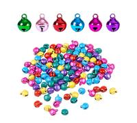 Lot de 200 mini cloches de Noël - 6 mm - Petites cloches colorées - Convient pour le bricolage, les décorations de Noël et la fabrication de décorations faites à la main