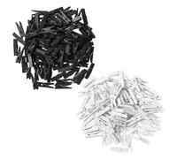 Lot de 200 mini étagères en bois pour photos, pinces à linge en bois, petites pinces pour bricolage, accessoires de bricolage (blanc, noir)
