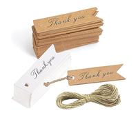 Lot de 200 mini étiquettes de remerciement en papier avec ficelle de 7 x 2 cm à suspendre pour cadeaux de mariage
