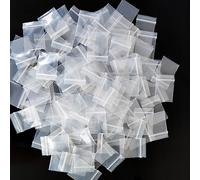 Lot de 200 mini sacs en plastique transparent de 3 x 3 cm, robustes, refermables, épais, avec fermeture éclair, pour pilules, stockage de petites pièces, 4 mm pour un seul côté