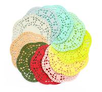 Lot de 200 napperons ronds en papier coloré en dentelle de 11,5 cm, 10 napperons en papier de couleurs assorties pour travaux manuels, tables, fête de mariage et décoration de table