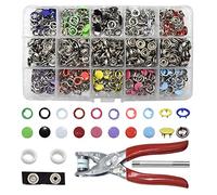 Lot de 200 outils de fermeture à pression 10 couleurs solides et creuses Diamètre mélangé 9,5 mm Œillets métalliques pour chaussures et vêtements avec pince résistante