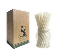 Lot de 200 Pailles en Bamboo 21cm, Paille Cocktail Bambou Naturel Pailles Jetables en Bambou et Fibre, écologiques et 100% Biodégradable