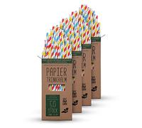 Lot de 200 pailles en papier 100 % biodégradables - Couleurs durables - 100 % papier kraft - Solides, stables et respectueuses de l'environnement