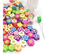 Lot de 200 perles colorées en forme de visage souriant en argile pour bracelet, collier, boucles d'oreilles, loisirs créatifs, fabrication de bijoux
