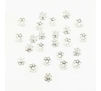 Lot de 200 perles d'espacement creuses en acier inoxydable de 6 mm, en forme de fleur, avec motif filigrane, pour la création de bijoux DIY - K6-6mm500pcs