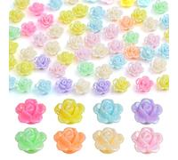 Lot de 200 perles en acrylique de 12 mm en forme de rose irisée AB pour loisirs créatifs, fabrication de bijoux et décoration
