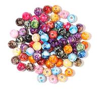 Lot de 200 perles en acrylique pour la fabrication de bijoux - Breloques rondes en vrac - Motifs d'encre pour bracelets, boucles d'oreilles, colliers, bagues pour adultes, projets artistiques