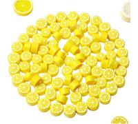 Lot de 200 perles en argile polymère jaune citron de 10 mm pour la fabrication de bijoux, colliers, boucles d'oreilles et bracelets, fournitures d'artisanat, kits de bijoux et accessoires à thème