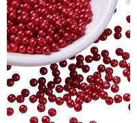 Lot De 200 PERLES NACREES Rouge ACRYLIQUE Diamètre 6 mm - Livraison Gratuite - Creation Bijoux